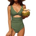 thumbnail image 1 of Charmo Womens V Neck One Piece Swimsuit High Cut Backless Cut Out Bathing Suits Swimwear, 1 of 6