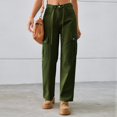 thumbnail image 2 of TJAZFJPA Plus Size Cargo Pants for Women Women Solid Color Denim Drawstring Adjustable Washed Cargo Pants Casual Pants Womens Slacks Petite Casual Straight Leg Pants Woman, 2 of 6