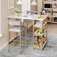 thumbnail image 3 of BeesClover Dining Table Set for 2 with 3 Storage Shelves, 3-Piece Counter Height Kitchen Table Set with 2 Upholstered Bar Stools, Bar Table and Chairs Set for Small Space, 3 of 8