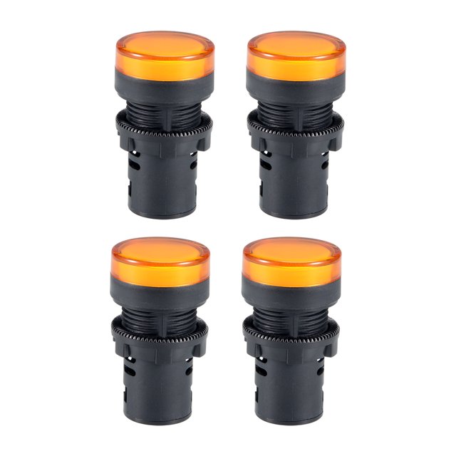 Unique Bargains 4Pcs AC/DC 110V Indicator Lights, Yellow LED, Flush Panel Mount 7/8' 22mm