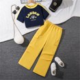 thumbnail image 2 of XDZJLR Ensemble 2 Pcs pour Fille, Sweat à Manches Courtes et Pantalon Cargo Jaune 10-11 Ans, 2 of 3