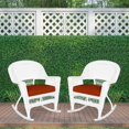 thumbnail image 3 of Jeco Rocker Wicker Chair in White with Red Cushion (Set of 2), 3 of 9