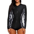 thumbnail image 1 of Charmo Womens Long Sleeve Rash Guard Top Zip Front Sun Protection Swim Shirt UPF 50+, 1 of 6