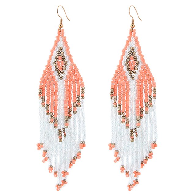 Drop Earrings Beaded Retro Creative Long Dangle Earrings Fringe Hoop Earrings