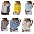 thumbnail image 4 of pitrice Chemisier à Revers à Manches Longues pour Femmes, Haut Ample à Motif Floral pour Filles, Chemise, 4 of 7