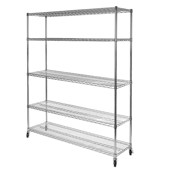 Étagère à 5 niveaux en fil d'acier certifiée NSF, 60 po x 24 po x 72 po