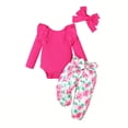 thumbnail image 2 of Yuyuzo Baby Girl Clothes Infant Newborn Ruffle Outfit 2 Piece Fall Winter Spring Ribbed Knit Tops Pants Set Cute Headband, 2 of 6