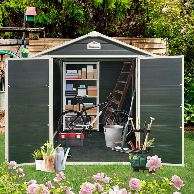 Nouvelle Remise de Rangement Extérieure en Résine 6 Pi x 8 Pi – Parfaite pour Ranger les Meubles de Patio, Noir
