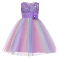 thumbnail image 1 of Robe Formelle pour Enfants Col à Sequins Fleuri Sans Manches une Pièce Rouge 7-8 Ans, 1 of 5