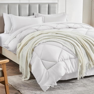 Sleepdown 7-Piece Queen Bed in a Bag, White Bedding Set with Comforter Sets Queen