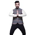 thumbnail image 4 of Atasi Light Peach Patchwork Printed Wedding Jackets For Men Nehru Jacket Waist Coat For Festive Season-Large, 4 of 6