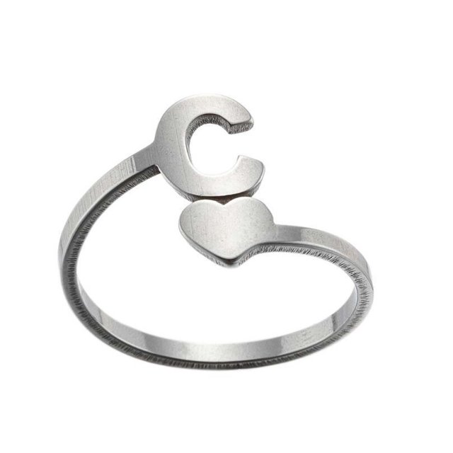 PVCS Fashion 26 English Letter Opening Rings Stainless Steel Girls Love Retro Jewelry