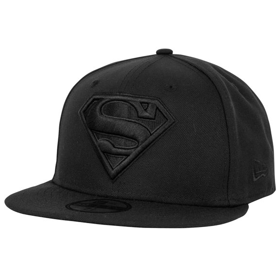 Superman Logo Black on Black New Era 59Fifty Fitted Hat-7 1/8 Fitted