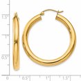 thumbnail image 3 of 14K Yellow Gold Polished 4mm Lightweight Round Hoop Earrings, 3 of 3