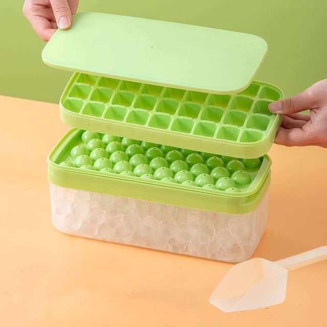 Dvkptbk Ice Cream Mold Ice Trays Ice Cubes Tray with Lid and Bin 79 PCS Ice Cubes Molds with Ice Easy Release Save Space Ice Cubes Storage Container Set Kitchen Utensils & Gadgets