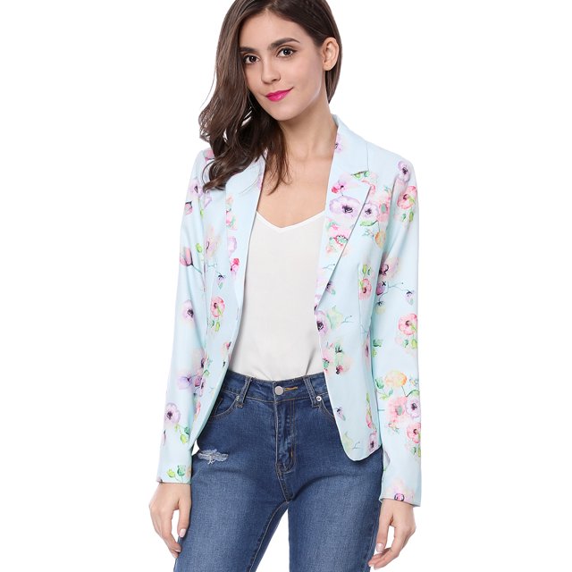 INSPIRE CHIC Blazer Ouvert à Revers Cranté à Manches Longues Intégrales pour Femme