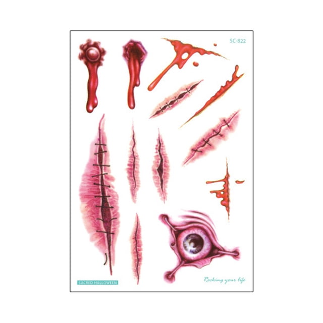 CAROOTU Halloween Stickers Waterproof Simulation Scratches Scars Bite Marks Simulation Fake Wound Tattoo