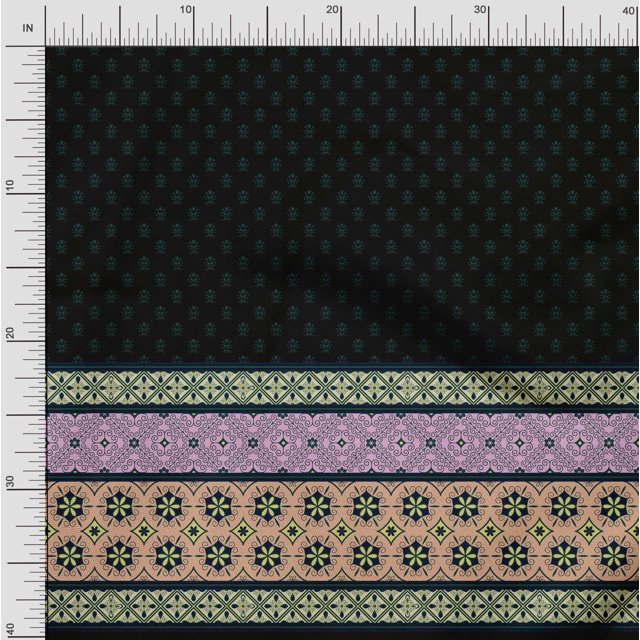 Soimoi Polyester Crepe Fabric Swirl,Leaves & Floral Panel Fabric Prints by Yard 42 Inch Wide