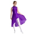 thumbnail image 1 of Miaeowve Robe de Danse Ballet Latin pour Filles Enfants Justaucorps Sans Manches avec Strass Dos Ajouré Combinaison Salopette Tenue de Danse Décontractée Violet 12, 1 of 7