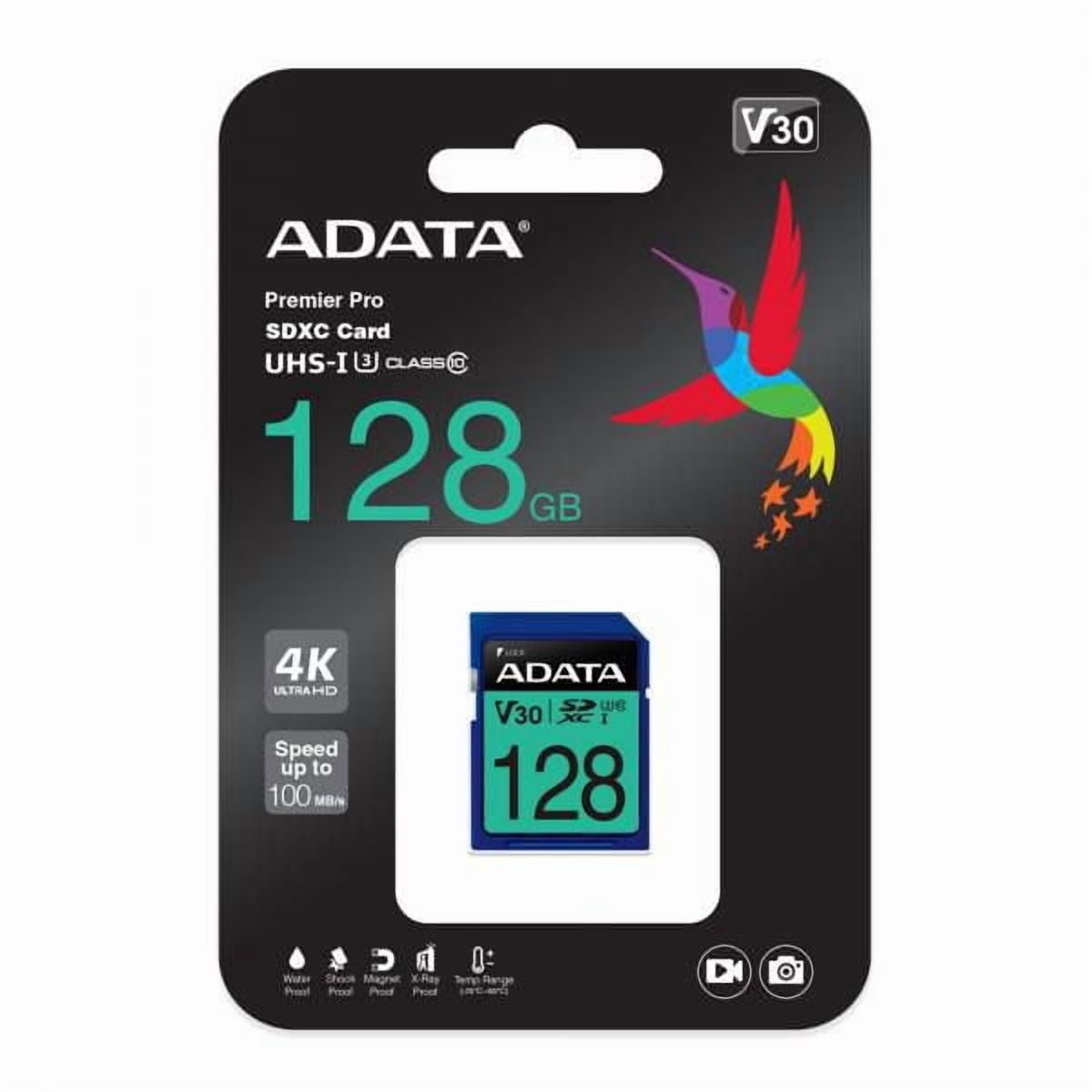 Carte mémoire Adata Premier Pro SDXC UHS-I U3 Classe 10 (V30S) 128 Go