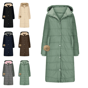 LOVZFMLL Winter Jackets for Women Fashion Woman Lengthened And Thickened Medium Hooded Length Down Coat Jacket