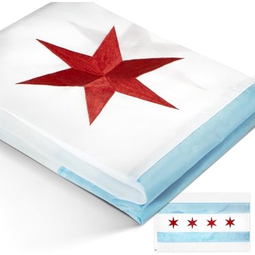 Anley EverStrong Series Drapeau de la Ville de Chicago 3x5 Pieds Nylon Robuste - Rayures Brodées et Cousues - Bannière Drapeaux Chicago IL