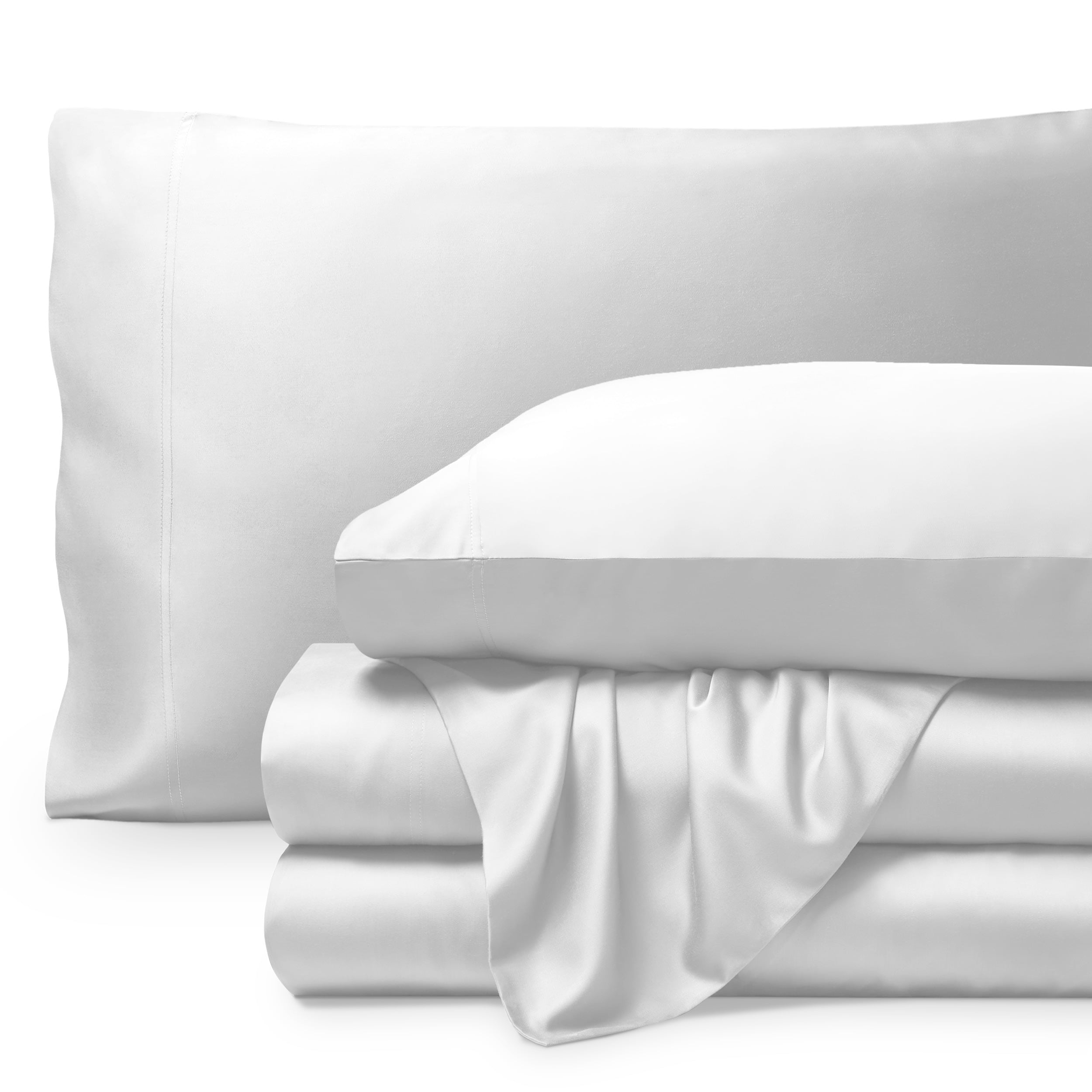 Bare Home Bamboo Sheet Set - Made from Rayon Fibers - Deep Pockets - 4 Piece - Split Head Flex King, White