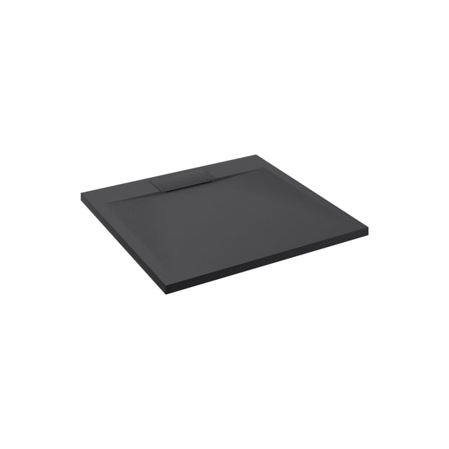 Emberveil Black SMC Shower Base 36" x 36" – Low Profile Anti-Slip Stone Texture with Side Drain