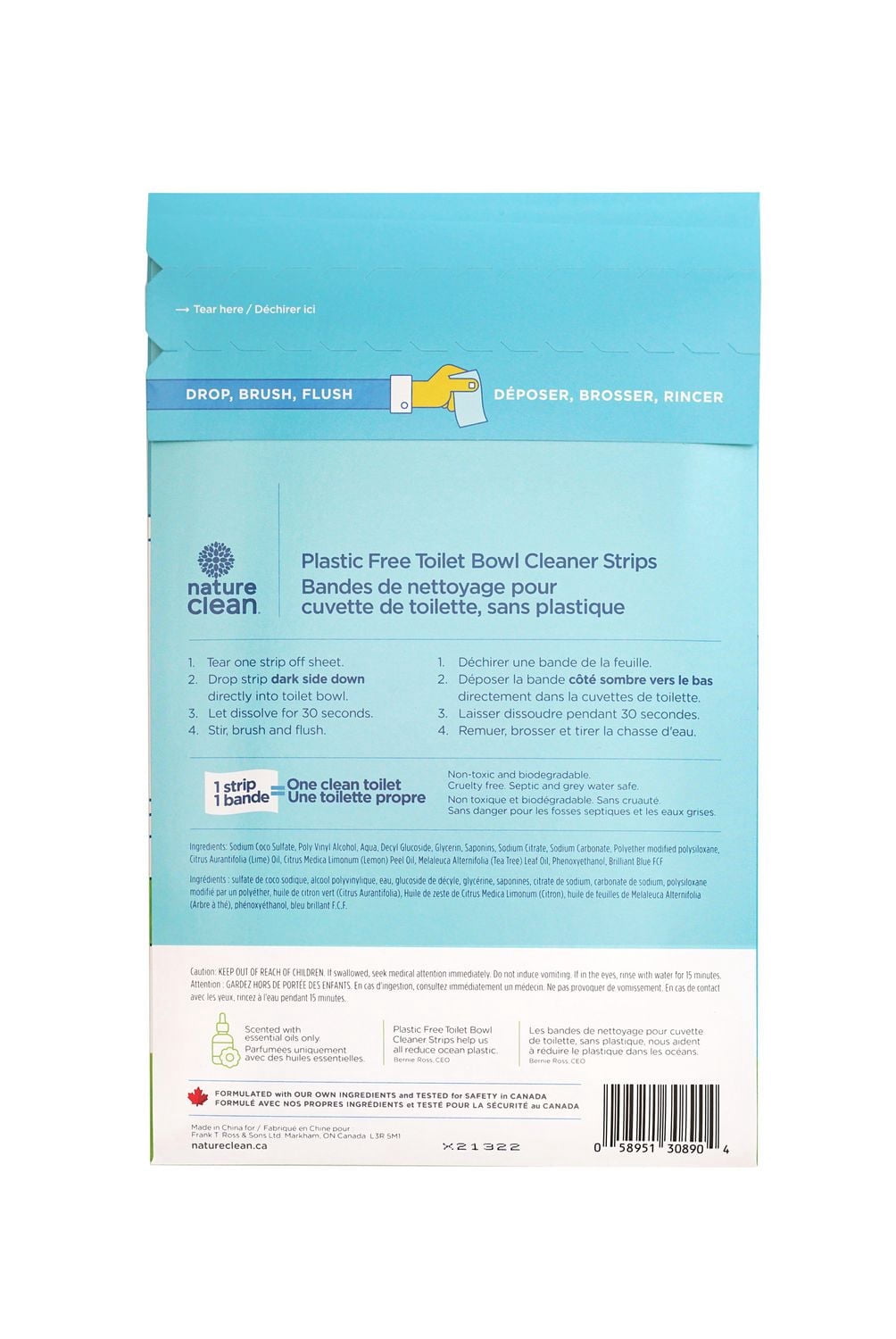 Nature Clean Toilet Bowl Cleaner Strips - Fresh Lime