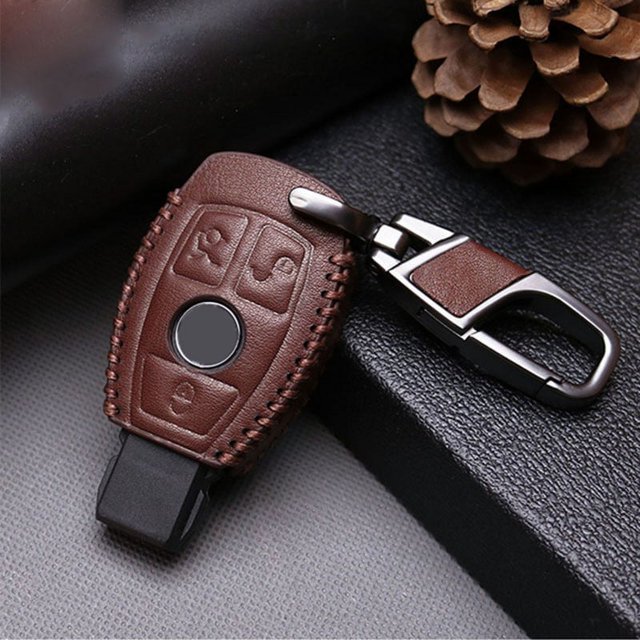 Leather Car Key Case Fob Cover Chain For Mercedes Ben Z Remote New Brand Sales
