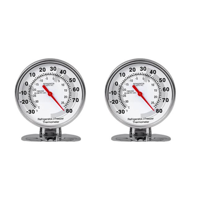 2X Stainless Refrigerator Thermometer Freezer Temperature Gauge Mini Thermometer Kitchen Food,2 x Fridge Freezer Thermometer,Silver