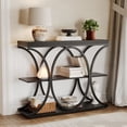 thumbnail image 2 of GloryStar 3-Tier Entryway Table, Modern Narrow Console with Open Shelves and Geometric Metal Legs for Living Room, 2 of 6