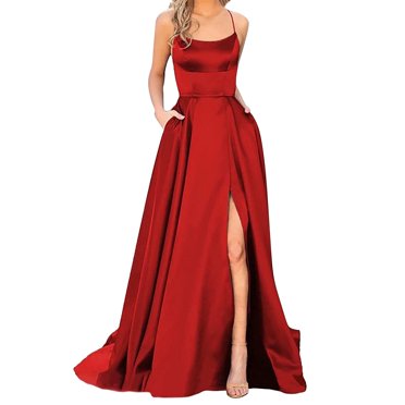 Ketyyh-chn99 Robes de Soirée pour Femmes Robe d'Été Fête Robes Dos Nu pour Femmes Robes de Soirée Robe Longue Rouge,m