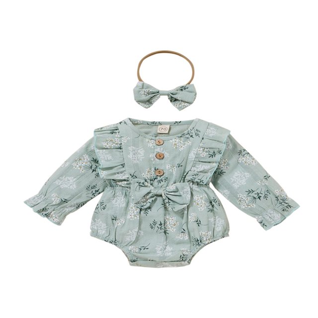 Bandeau à Manches Longues Imprimé Floral pour Bébé