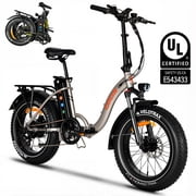 OIIOS Electo Electric Bike Folding Fat Tire for Adults - 48V15.6Ah 750W UL Certified - Step Thru - Digital Display - Commuter Design - Beige
