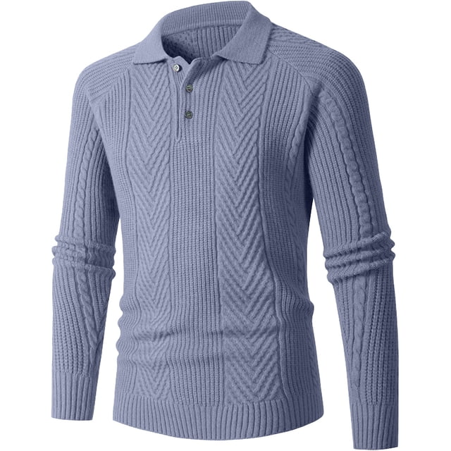Chandail Ajusté pour Homme, Chandail Tricoté à Manches Longues avec Col Rabattu, Tenue Décontractée de Base pour l'Automne et l'Hiver