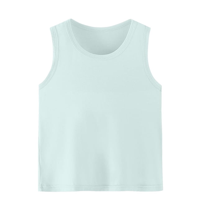 SROBPTY T-Shirts Garçons Filles, T-Shirt de Base pour Enfants Uni à Col Rond d'Été Décontracté Confortable et Respirant Vert 2 Ans