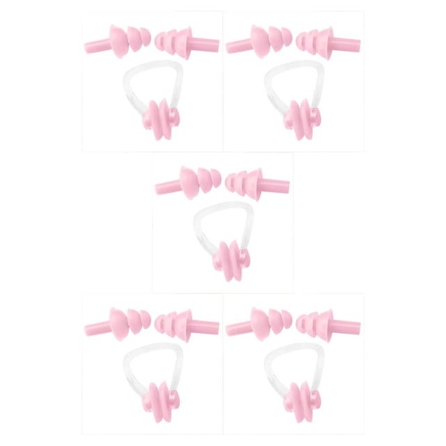 Youkk Waterproof Nose Clip Swimming Anti-skid Earplug for Protection Ear Protector Pink 5Set