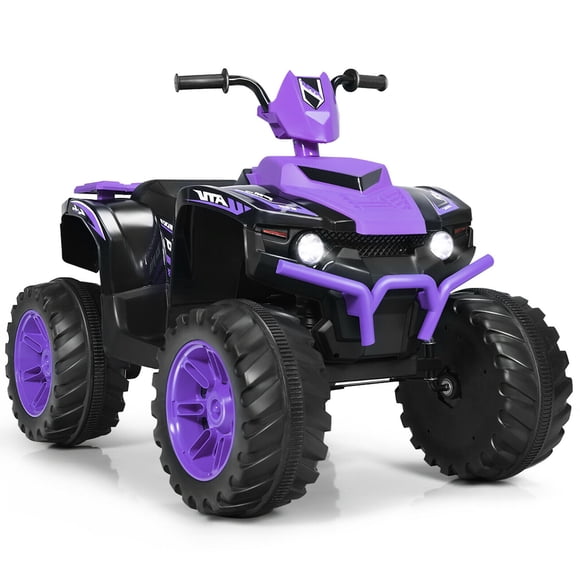 Gymax VTT Électrique 12 V pour Enfants, 4 Roues, avec Musique, Lumière DEL, Violet