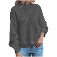 thumbnail image 1 of Yuyuzo Chandails pour Femmes Manches Longues Col Rond Pull Tricoté Automne Hiver Décontracté Couleur Unie Chandails, 1 of 6