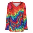 thumbnail image 4 of Fridja Women Fashion Loose V-Neck Printed Long Sleeve Top, 4 of 9