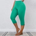 thumbnail image 2 of Timegard Yoga Leggings for Women High Waisted Button Solid Color Slim Capris Athletic Workout Gym Pants, 2 of 7