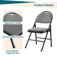 thumbnail image 3 of Set of 4 Folding Chairs, Linen Foldable Chairs with Metal Frame and Padded Seat, High Back Rest Easy to Fold and Store for Home, Office, Dining and Reception 47*50*88Cm, Gray, 3 of 8