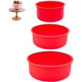 thumbnail image 1 of Round Cake Pans Silicone Molds for Baking, Red, Set of 3, Cheese Cakes, Bread, Non-Stick Reusable Cake Pan for Baking Layer Cake Cheese Rainbow Chiffon Cake (4 Inch, 6 Inch, 8 Inch), 1 of 5