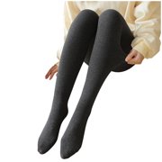 Besolor Women's Knit Cotton Tights Winter Opaque Footed Tights High Waist Stretchy Thermal Leggings