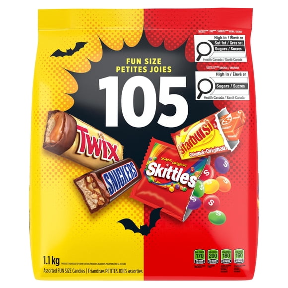 Mars Chocolats et Bonbons d'Halloween Assortis Emballés Individuellement, 105 Friandises Petites Joies, 1.1kg