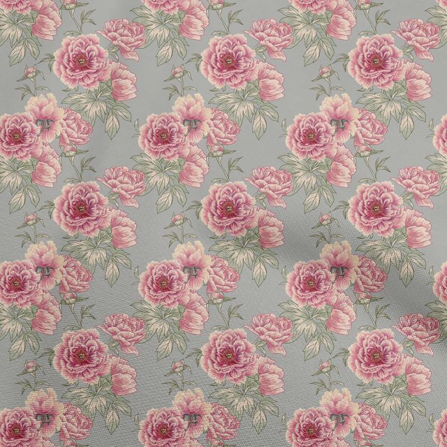 oneOone Polyester Spandex Gray Fabric Florals Sewing Craft Projects Fabric Prints By Yard 56 Inch Wide