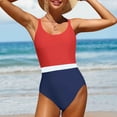 thumbnail image 4 of Color Block Swimsuits One Piece Women Fashion Cross Back Adjustable Straps Beach Bathing Suit Summer Swimwear (Large, Red), 4 of 7