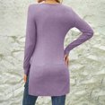 thumbnail image 3 of SROBPTY Longues Chandails à Manches pour Femmes, Mode pour Femmes à Manches Longues à Col Rond, Taille Nouée, Long Violet, TG, 3 of 4