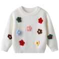 thumbnail image 1 of Splozh Newborn Boy Winter Sweaters Cute Handmade Flower Knitted Sweaters for Small and Medium Sized Children White,3-4 Years, 1 of 6